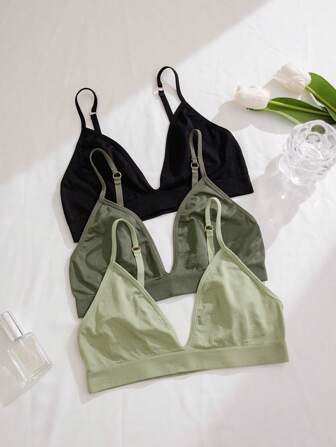 Shein Underwear&Sleepwear Basics 3 pièces Set De Soutien-Gorges Unicolore Femme