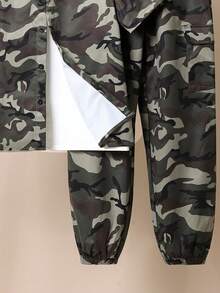 SHEIN 3pcs/Set Tween Boys' Loose Round Neck T-Shirt, Camo Shirt And Elastic Hem Long Pants Set - Army Green - View 7