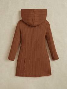 SHEIN Đứa bé gái Chất rắn Đầm có mũ - màu nâu - Xem 2