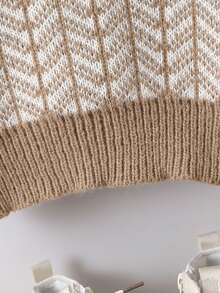 SHEIN Young Girl 荷葉邊飾邊小高領毛衣 - 棕色 - 查看 6