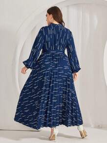 Modelyn 大码印花灯笼袖连衣裙长款晚礼服 - 彩色 - 查看 2