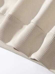 SHEIN Unity 美國國旗和字母圖案套頭衫 - 米色 - 查看 6