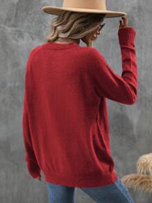 SHEIN LUNE Women'S Sweater With Heart Pattern - Multicolor - View 2