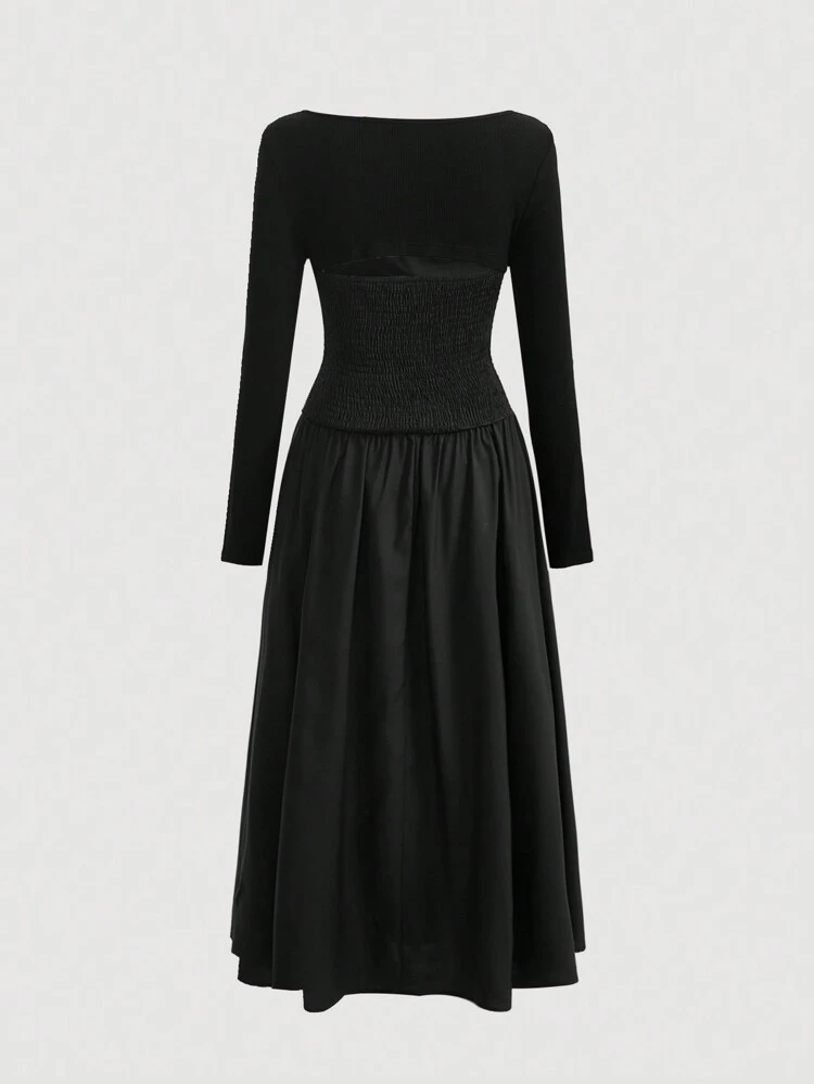 Women's Square Neck Front Tie Dress