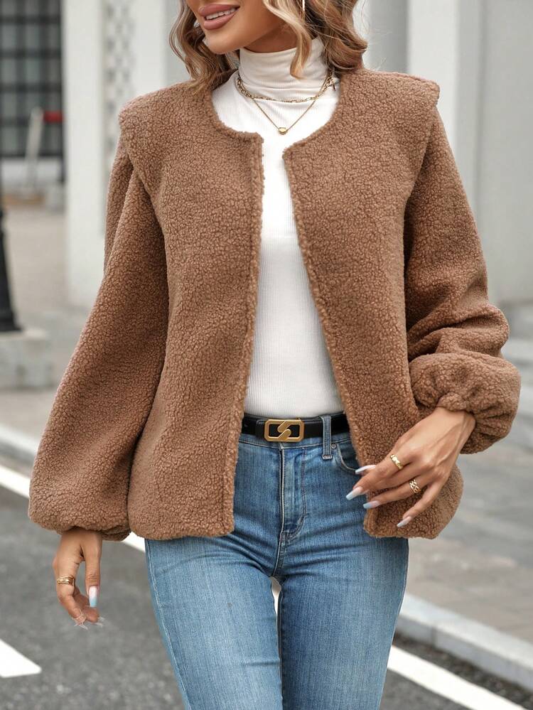Ladies' Solid Color Fleece Jacket Fall Cloth For Women