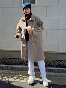 FRIFUL Túi có nắp Thả vai Áo khoác Trench - màu xanh lá - Xem 7