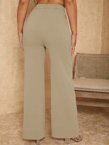 EURMUSE Pantalon Droit Avec Taille En V - Beige - Voir 2
