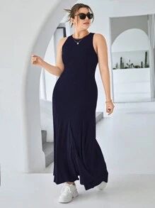 SHEIN Essnce Vestido De Tirantes Sólido De Talla Grande