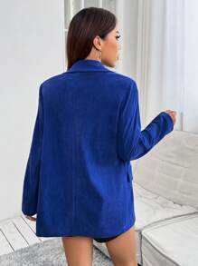 SHEIN Unity Đôi ngực Vải to sợi Áo vest - Màu xanh lam - Xem 2