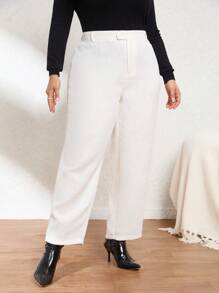 SHEIN Privé Plus Size Solid Color High Waisted Pants