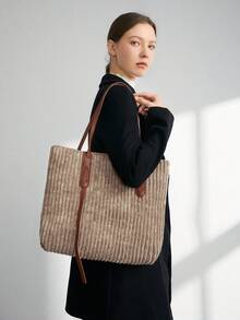 BizChic Của phụ nữ Túi tote Với Giường đôi tiêu chuẩn Tay cầm , Dung lượng lớn , Thiết kế đơn giản , Đa chức năng - màu nâu - Xem 3