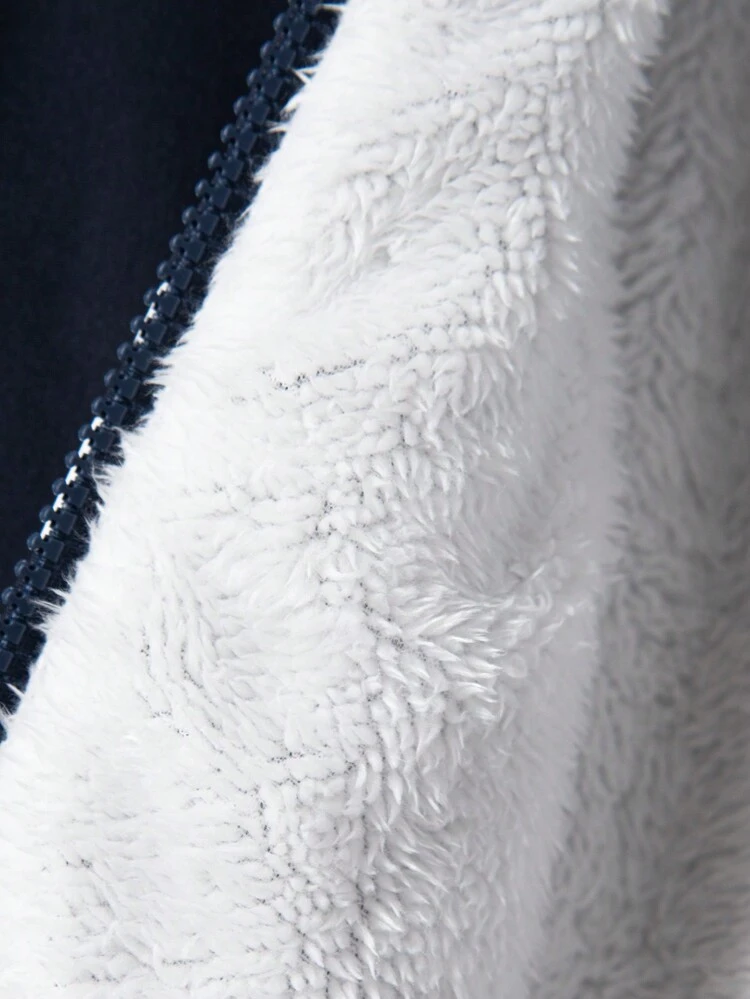 Young Boy Letter Graphic Contrast Piping Raglan Sleeve Jacket