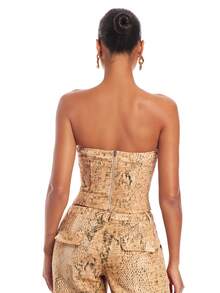 SHEIN BAE 女款蛇皮印花抹胸式上衣 - 彩色 - 查看 2