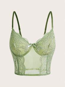ROMWE Fairycore Contrast Lace Cami Top - Mint Green - View 1