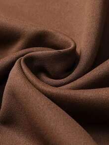 男士字母圖形袋鼠口袋束口連帽衛衣 - 咖啡棕 - 查看 3