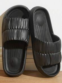 New Fashionable Soft Black Flower Petal Design Eva Material Bathroom Slipper With Slip-resistant And Odor-resistant Properties, Suitable For Indoor Wear By Men - Black - View 6