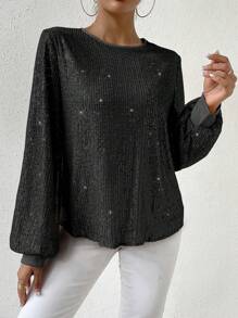 Chiquease 燈籠袖亮片襯衫