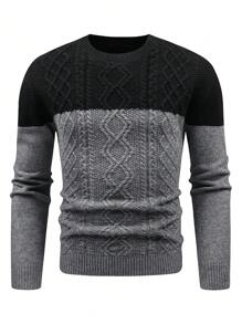 Manfinity Homme Men Two Tone Cable Knit Sweater - Multicolor - View 1