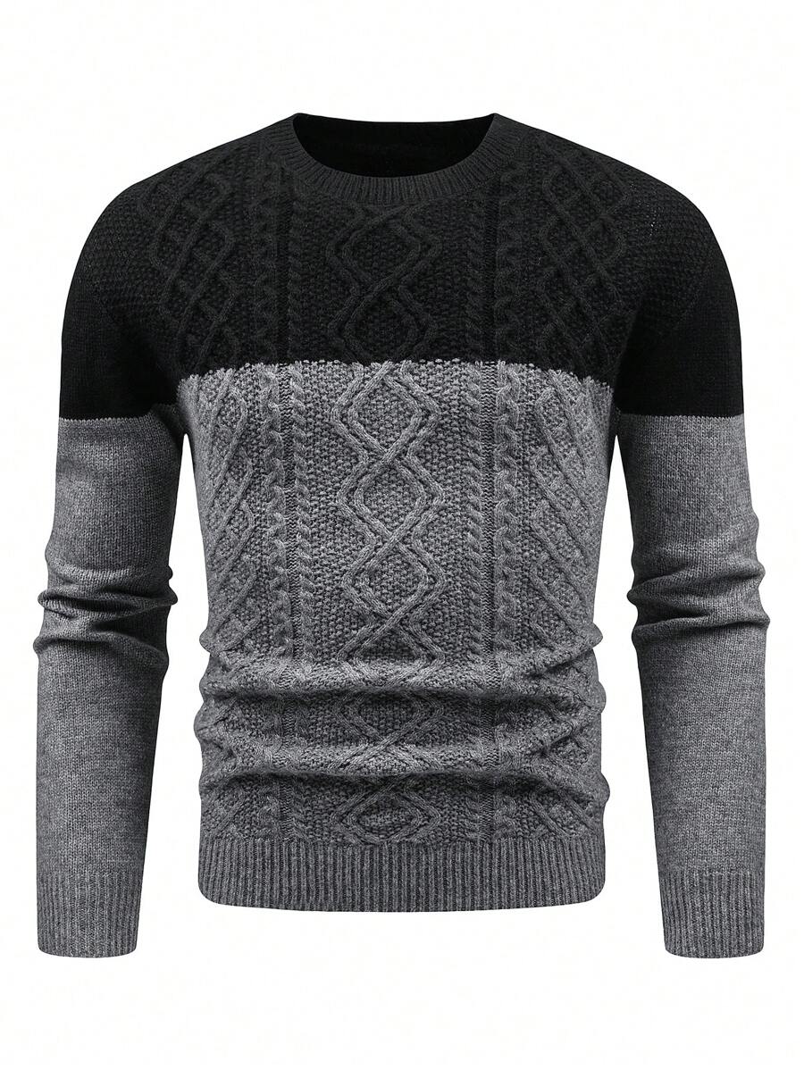 Manfinity Homme Men Two Tone Cable Knit Sweater - Multicolor - View 1