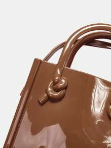 SHEIN MOD Plain Double Handle Crossbody Bag - Brown - View 4