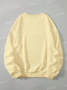 Letter Graphic Drop Shoulder Sweatshirt - Apricot - View 2
