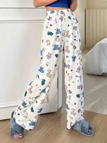 DAZY 熊&字母圖案寬腿睡褲