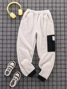 Cậu bé Tween Thư được vá Túi nắp bên cạnh Teddy Quần - Màu be - Xem 3