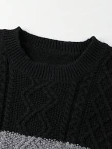 Manfinity Homme Men Two Tone Cable Knit Sweater - Multicolor - View 3