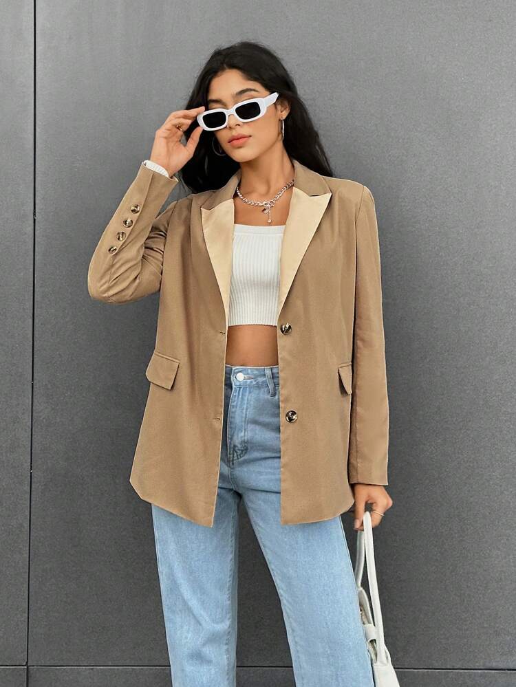 Contrast Panel Flap Detail Blazer