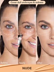 SHEGLAM Bright Eyes Cooling Concealer-Nude Cooling Metal Applicator Matte Liquid Concealer Long Lasting Coverage Brightening Color Corrector Weightless Ultra-Hydrating Concealer Brand Beauty Makeup Face Paint Cosmetic For Women Girls Perfect For Spring Summer Ideal For Y2K Fancy Fashion Suitable For Birthday Mother'S Day Gift Rave Party Ready Best Color - Nude - View 2