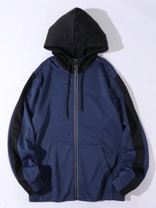 Manfinity Sport Corelite Chaqueta deportiva con capucha para hombres con bolsillo canguro y diseño de cordón, tops deportivos para entrenamiento