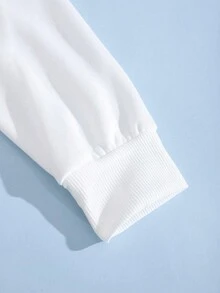 SHEIN EZwear Quý cô Lá thư In Áo nỉ Và Dây rút Dài Quần Hai chiếc Bộ - Nhiều màu - Xem 3