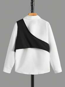 男大童雙色帶扣細節襯衫 - 白色 - 查看 2