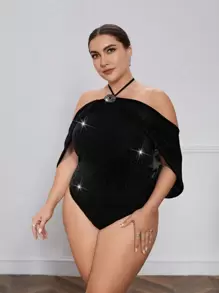 RAUL OROZCO 设计师加水钻细节露背吊带紧身衣，适合夏季、假日、节日 - 黑色 - 查看 1