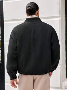 Manfinity Homme Abrigo acolchado con bolsillo con solapa y cordón en el bajo para hombre oversize