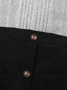 青少女2入組休閒長袖高領t恤和前扣裙 - 淺灰色 - 查看 5