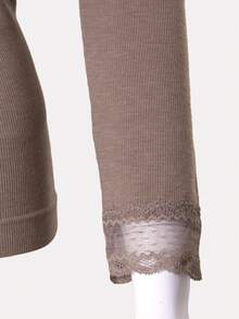 Teen Girl Lace Trim Tee - Khaki - View 6