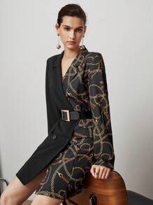 BizChic Women's Chain Pattern Printed Blazer Dress - Multicolor - View 3