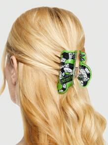 Beetlejuice | ROMWE 客製化創意髮卡夾,1入創意街頭風 - 綠色 - 查看 2