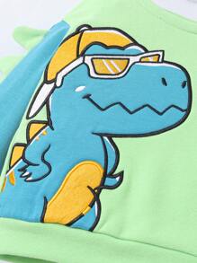 SHEIN Conjunto De Sudadera Y Pantalones De Manga Larga Con Estampado Lindo De Dinosaurios Para Bebé Unisex - Multicolor - Ver 7