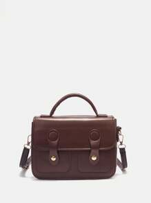 SHEIN MOD Solid Color Women's Crossbody Bag - Brown - View 1