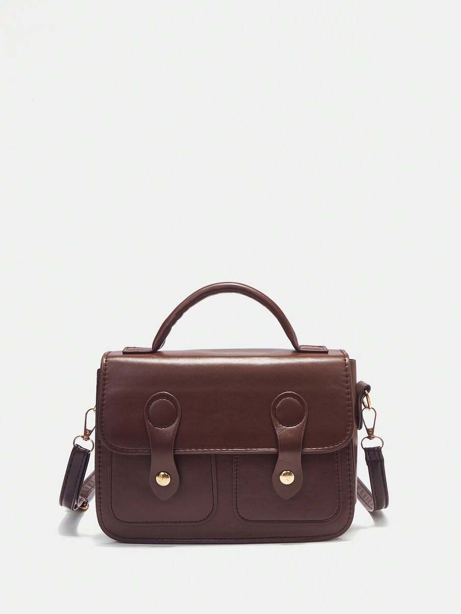 SHEIN MOD Solid Color Women's Crossbody Bag - Brown - View 1