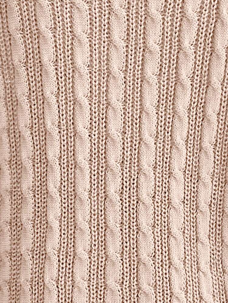 Cable Knit Drop Shoulder High Low Hem Knit Pullover Fall Winter Sweater