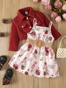 女嬰套裝 - 酒紅色 - 查看 1