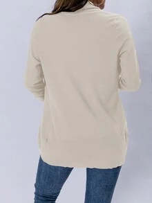 AAmilife 纯色休闲设计开衫 - 杏色 - 查看 2