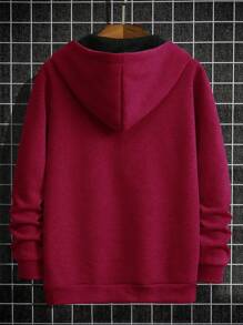 Manfinity Homme Men's Half Zip Hooded Sweatshirt - Hot Pink - View 2