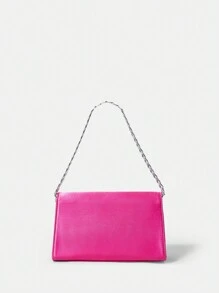 SHEIN Belle 奢華、迷人、優雅、精美的女士緞面肩袋,簡約、時尚、多功能聚酯纖維熱粉紅色,適用於女孩、女性、大學生、新娘、伴娘、客人、派對、舞會、婚禮。 - 玫紅色 - 查看 9