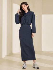 Mulvari 女款連帽抽繩洋裝 - 深灰色 - 查看 5