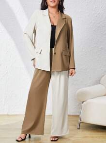 SHEIN Essnce Plus Size Color Block Suit Set