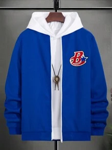 Manfinity Roghcode Men Letter Graphic Oversize Jacket - Blue - View 4